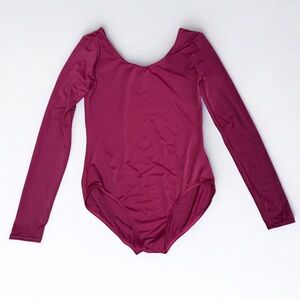 Balera Leotard size adult large, burgundy longsleeve dance, ballet, jazz EUC